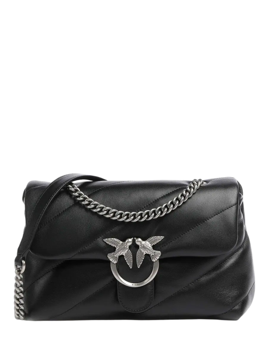 Pinko borsa Love Bag Puff Classic in pelle trapuntata nero argento