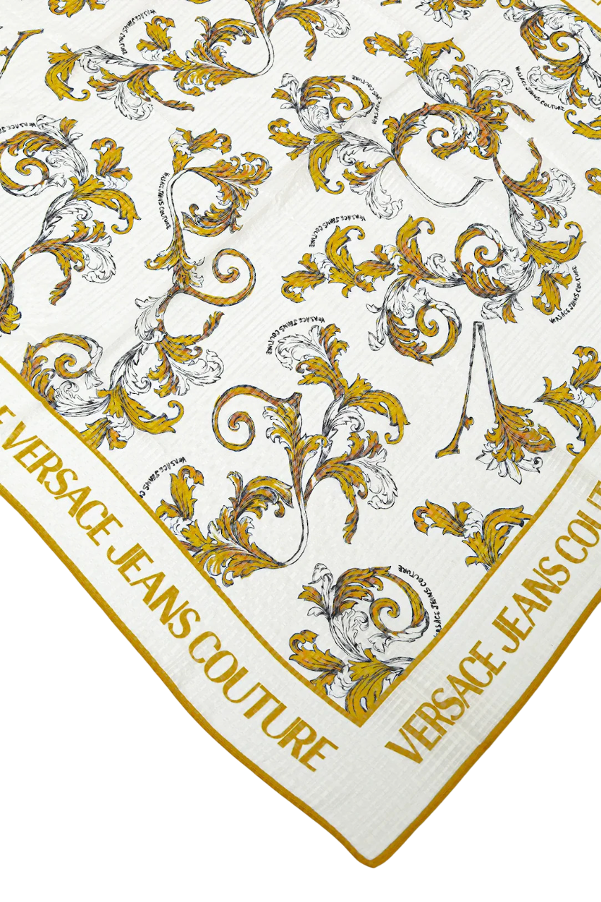 Versace Jeans Couture foulard in fantasia barocca bianco oro