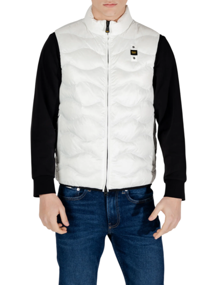 Blauer gilet imbottito Danny con trapuntatura a onde bianco