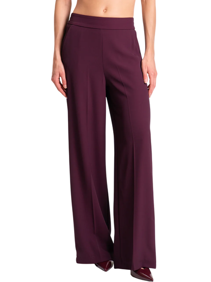 Vicolo pantaloni palazzo in tessuto fluido color prugna