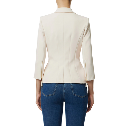 Elisabetta Franchi giacca blazer doppiopetto panna