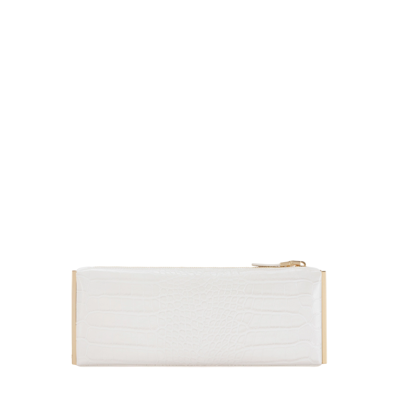 Elisabetta Franchi pochette baguette in ecopelle coccodrillo bianco latte