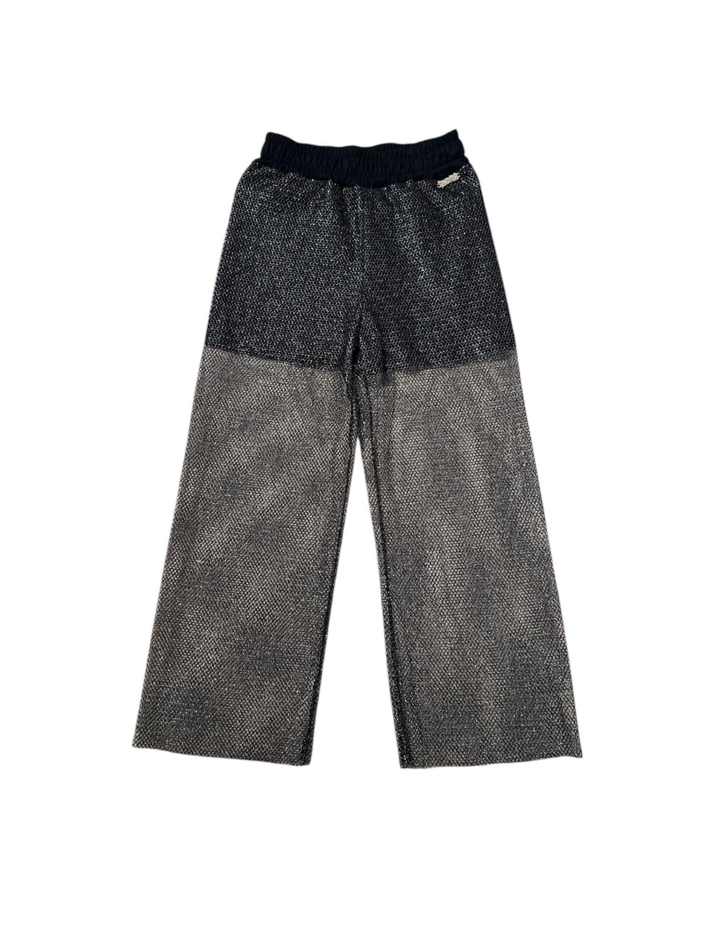 Disclaimer pantaloni in tessuto a rete lurex nero