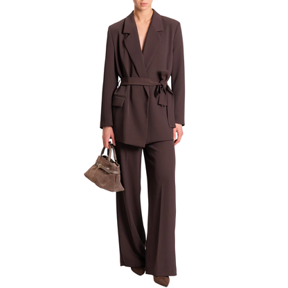 Vicolo pantaloni palazzo in tessuto fluido marrone