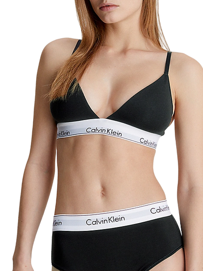 Calvin Klein reggiseno a triangolo con fascia logata nero