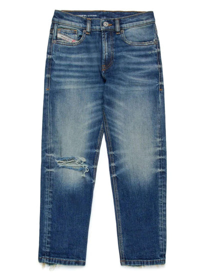 Diesel jeans gamba slim con strappi lavaggio blu