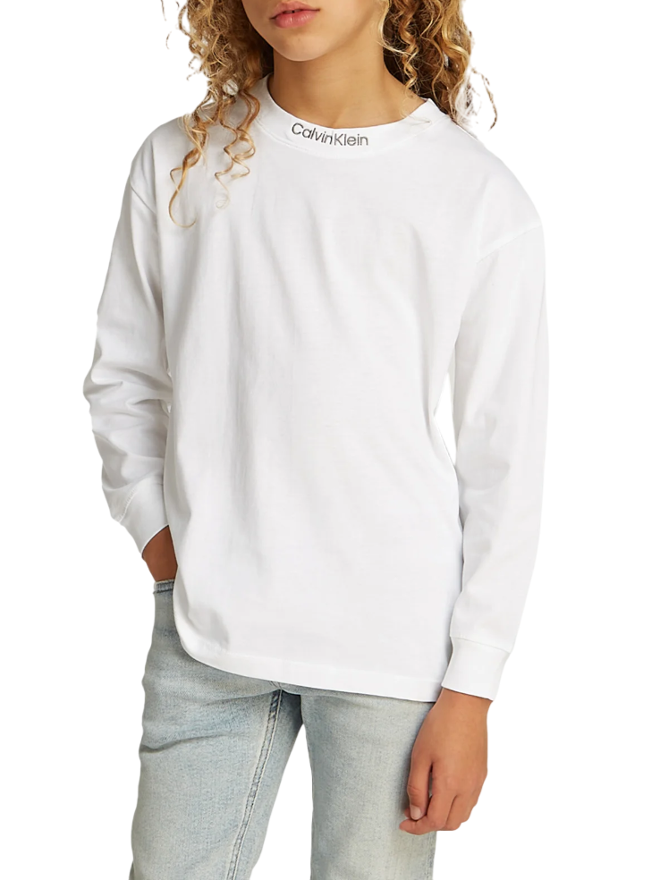 Calvin Klein Jeans T-shirt manica lunga taglio relaxed bianco