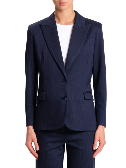 Vicolo giacca monopetto in fantasia gessata blu