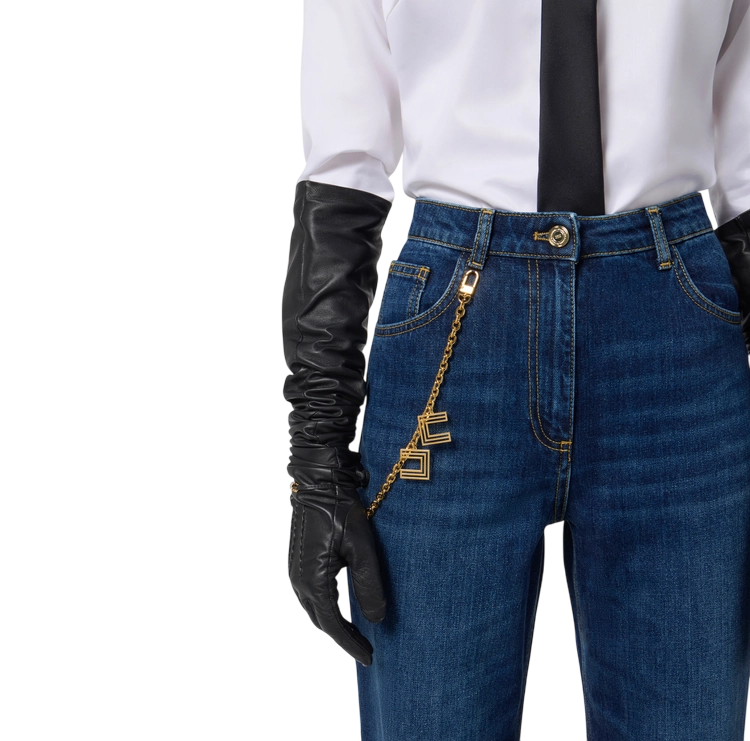 Elisabetta Franchi jeans con catenella logata lavaggio blu