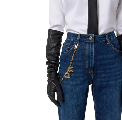 Elisabetta Franchi jeans con catenella logata lavaggio blu