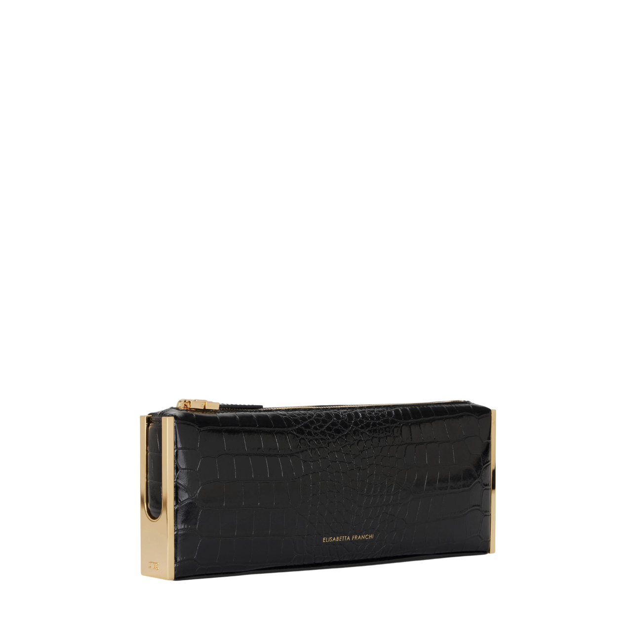 Elisabetta Franchi pochette baguette in ecopelle coccodrillo nero