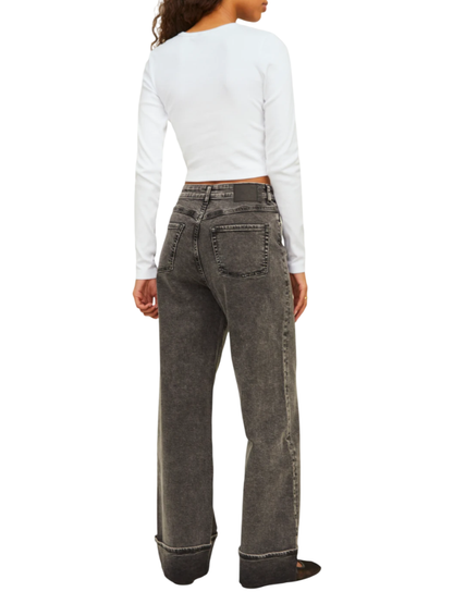 Jjxx T-shirt manica lunga a costine bianco