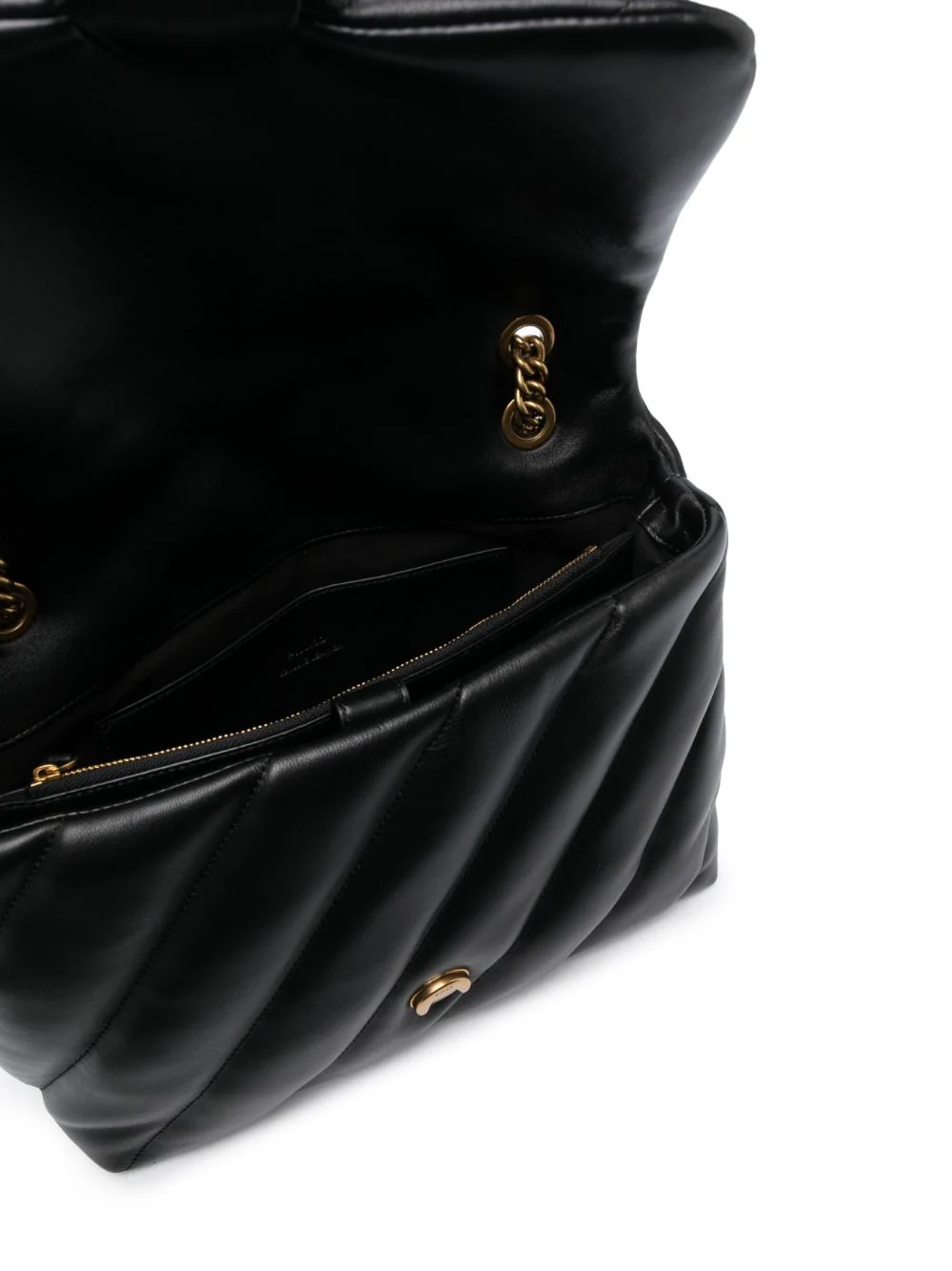 Pinko borsa Love Big Puff Maxi Quilt in pelle trapuntata nero oro