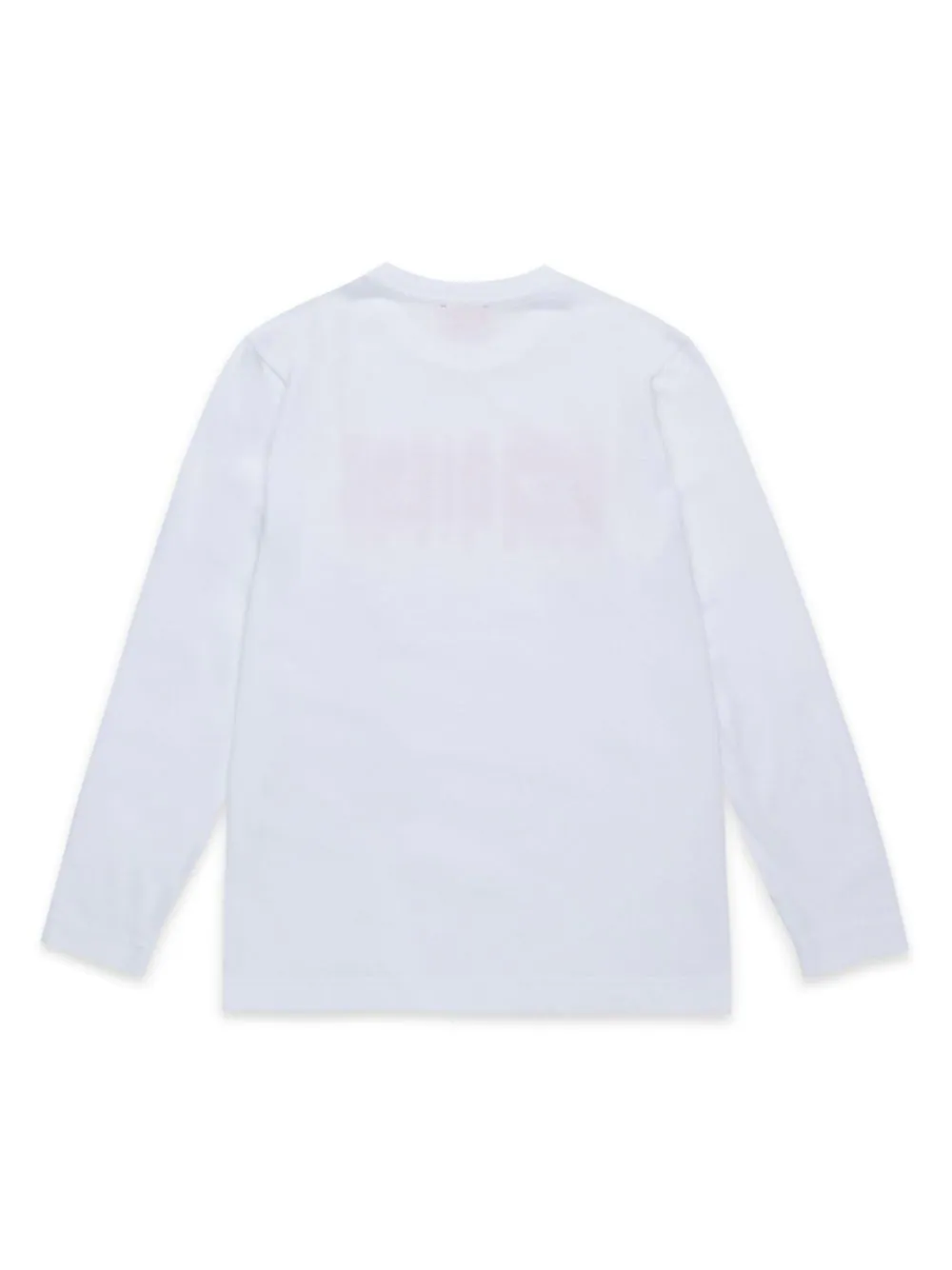 Diesel T-shirt manica lunga con stampa logo bianco rosso