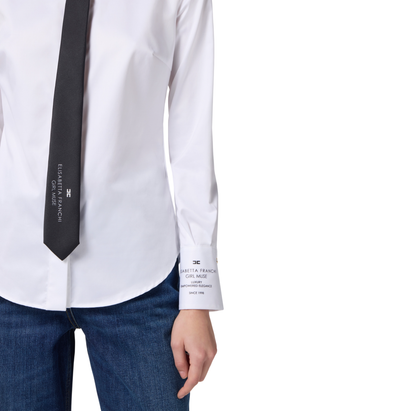Elisabetta Franchi camicia in cotone con dettaglio logato bianco
