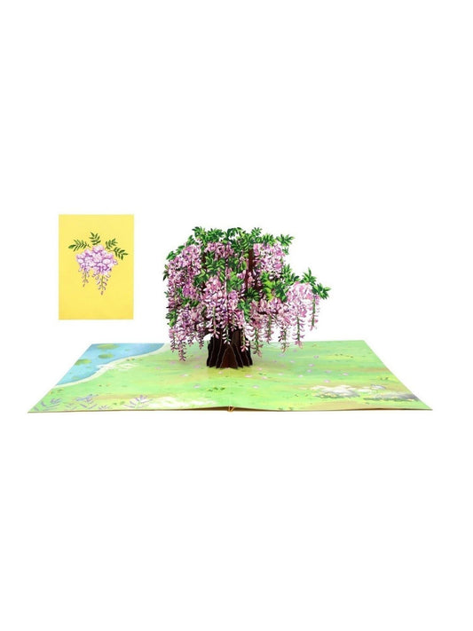 Origamo biglietto di auguri pop up con albero di glicine