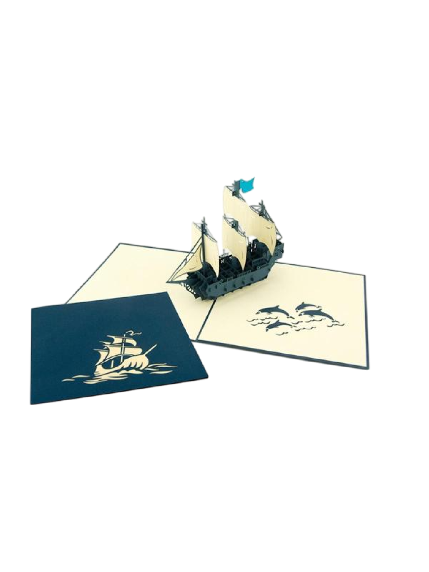 Origamo biglietto di auguri handmade con vascello