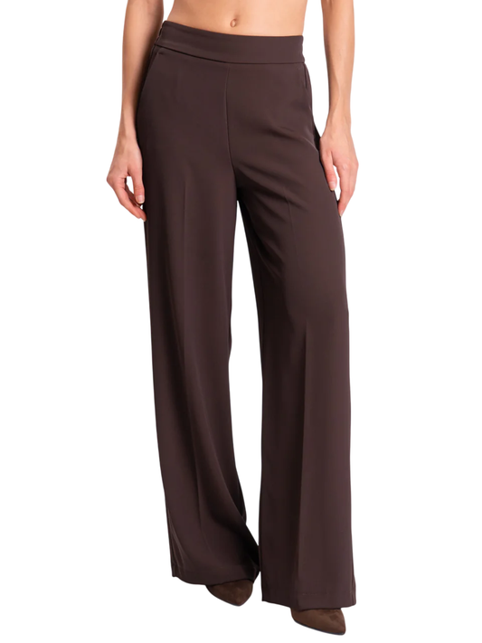 Vicolo pantaloni palazzo in tessuto fluido marrone