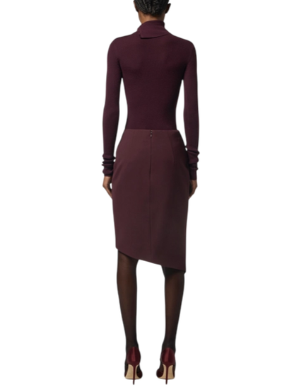 Elisabetta Franchi gonna tubino asimmetrica borgogna