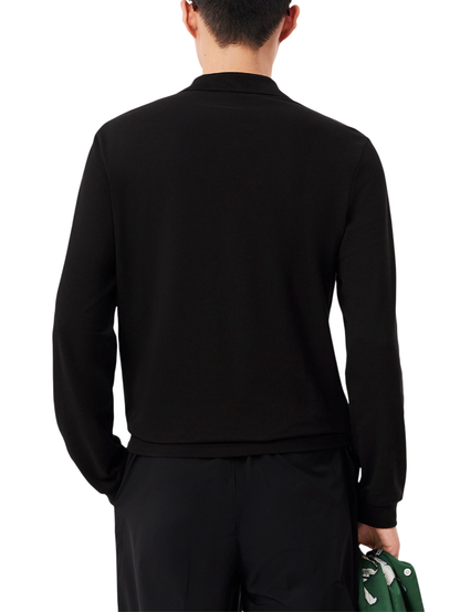 Lacoste polo manica lunga 12.12 in piquè nero