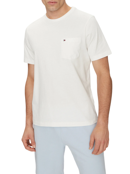 Tommy Hilfiger T-shirt maniche corte con taschino bianco