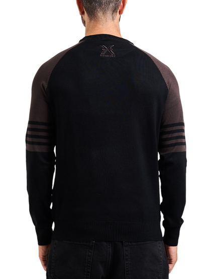 John Richmond maglia uomo colorblock nero grigio