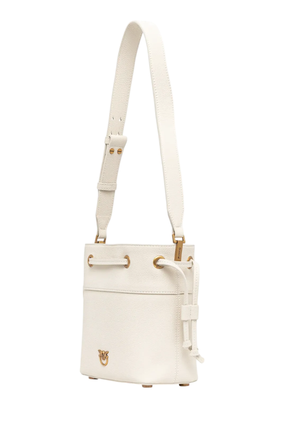 Pinko borsa a secchiello in pelle martellata bianco