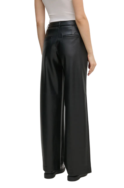 Calvin Klein Jeans pantaloni in ecopelle a gamba larga nero