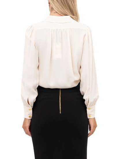 Elisabetta Franchi camicia in georgette con collana avorio