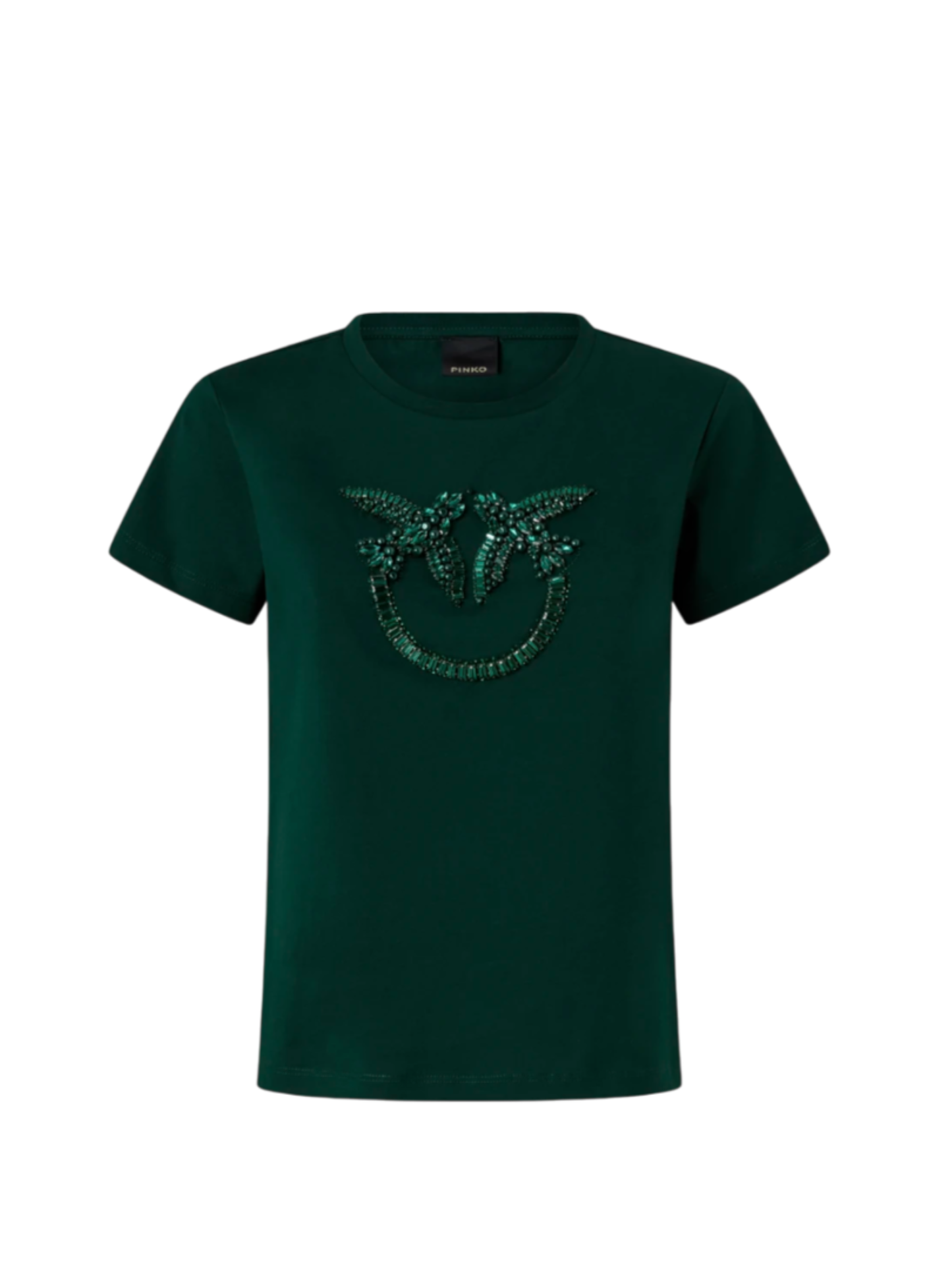 Pinko T-shirt Quentin con logo gioiello verde