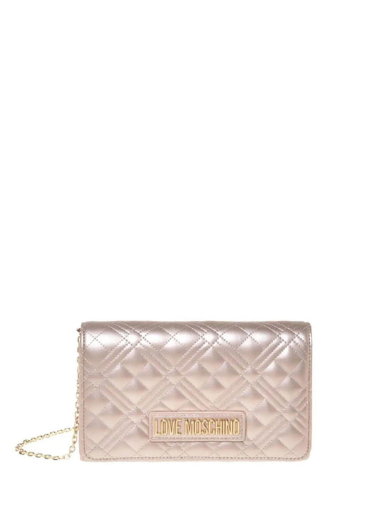 Love Moschino borsa a tracolla in ecopelle trapuntata laminata oro