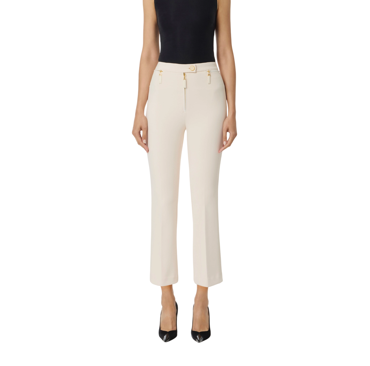 Elisabetta Franchi pantaloni slim in crepe panna