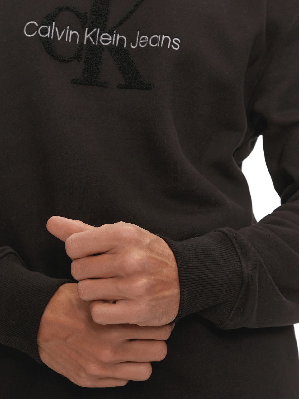 Calvin Klein Jeans felpa in caldo cotone con logo nero