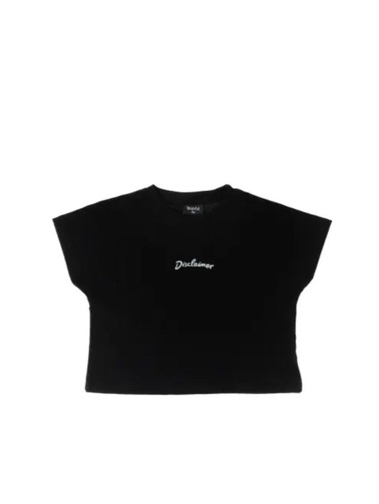 Disclaimer T-shirt crop manica corta con logo nero