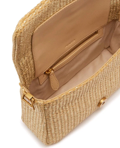 Pinko borsa Love Bag One Mini Slouchy in rafia beige oro