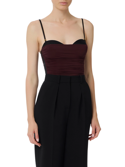 Elisabetta Franchi body con drappeggi borgogna nero