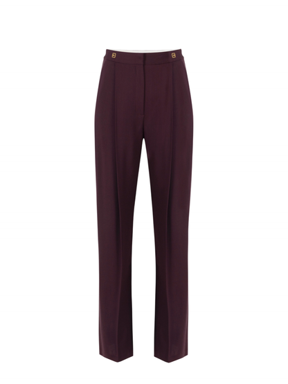 Elisabetta Franchi pantaloni flare con dettagli logati borgogna
