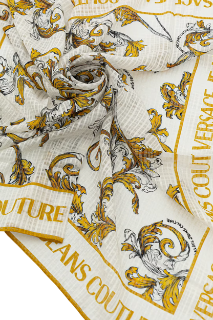 Versace Jeans Couture foulard in fantasia barocca bianco oro