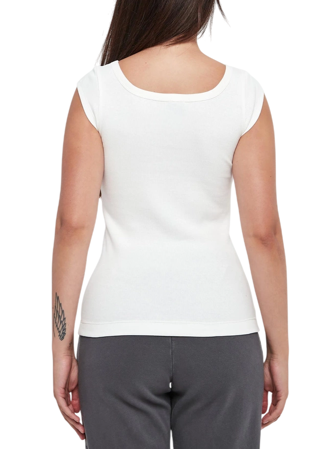 Pinko top Tenace a costine con logo bianco