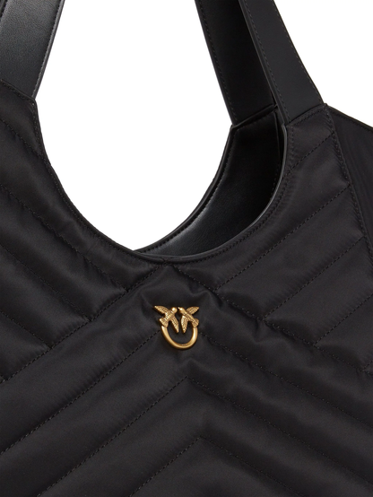 Pinko borsa Tote bag trapuntata in nylon riciclato nero