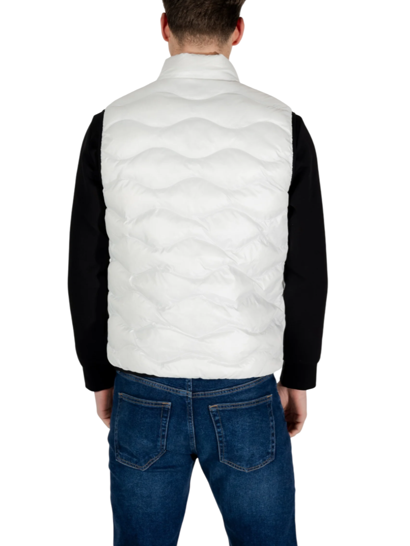 Blauer gilet imbottito Danny con trapuntatura a onde bianco