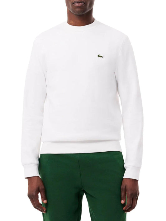 Lacoste felpa girocollo in cotone bianco