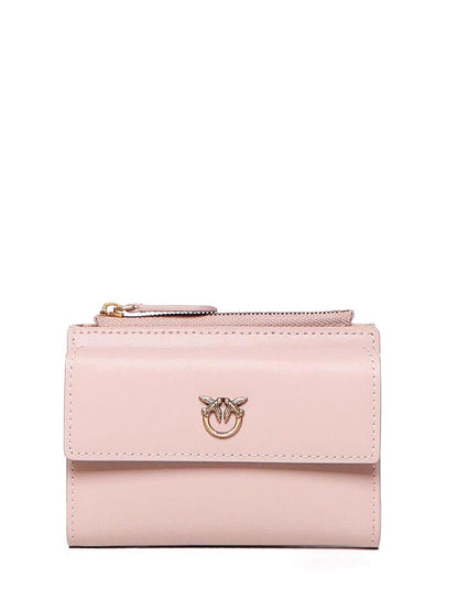 Pinko portafogli Compact in pelle con tasca esterna rosa