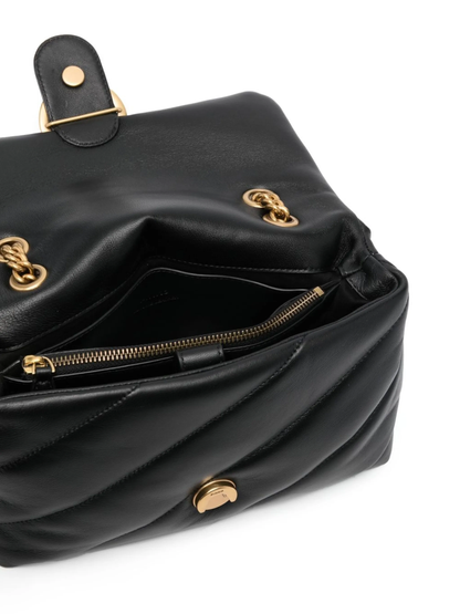 Pinko borsa Love Bag Puff Classic in pelle trapuntata nero oro