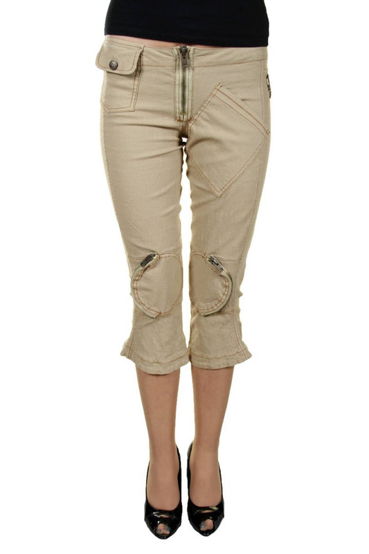 King'S Jeans Pantalone Pescatora Donna Beige"" - mem39