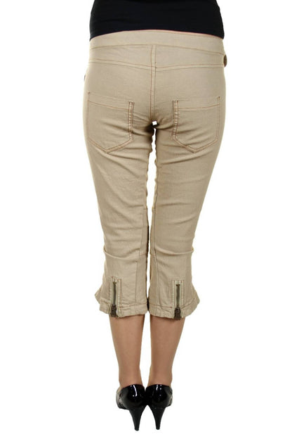 King'S Jeans Pantalone Pescatora Donna Beige"" - mem39